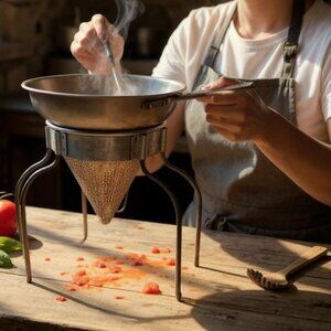 Vintage Wear-Ever No.8 Aluminum Sieve Strainer With Stand